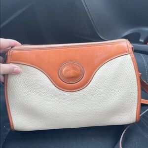 Dooney & Bourke Cream and Tan Pebbled Leather Crossbody